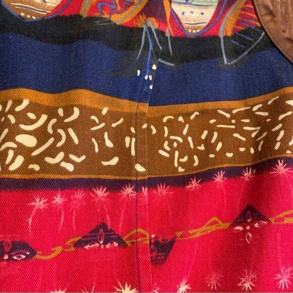 Vintage River Ridge Trading Co Western Printed Zip Front Vest Faux Suede XL - Picture 3 of 7